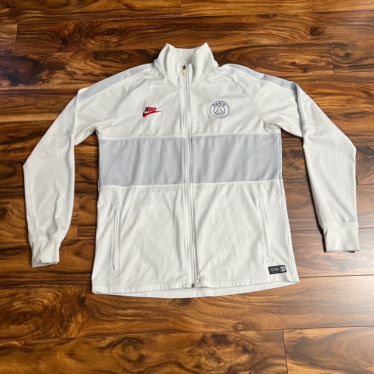 Nike Paris Saint-Germain PSG Mens Dri-FIT Track Jacket White Grey