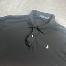 Polo Ralph Lauren Shirt Mens 2XB Big Black Golf Solid Short Sleeve White Pony