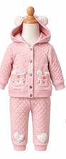 Toddler Girls Pink Quilted Hoodie Jogger Set