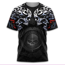 Motorcycle Rider 3D Skull All Over Print T-Shirt S-5XL