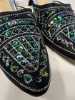 Womens Black Satin Rhinestone Pointed Toe Kitten Heel Mules Size 9.5 — photo 8