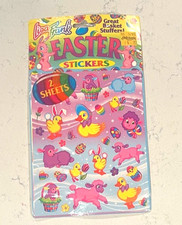 Vintage Lisa Frank Chicks Ducks Lamb Eggs Hearts Easter Sticker 2 Sheets Sealed