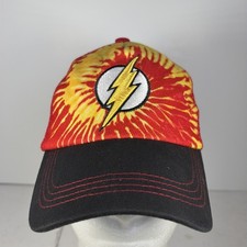 Six Flags DC Comics The Flash Red Yellow Tie-Dye Strap Back Hat
