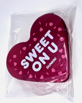 BRAND NEW SEALED 2026 DUNKIN' ''SWEET ON U'' MUNCHKINS HEART SHAPED TIN