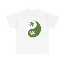 Weed Ying Yang Peace Graphic T Shirt Unisex Heavy Cotton Tee