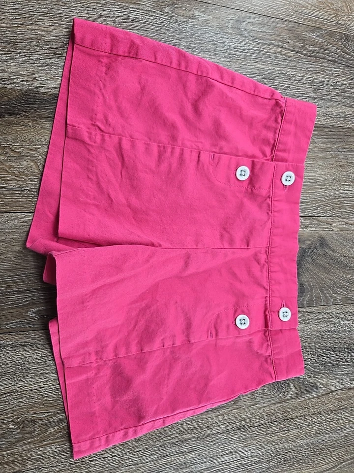 Janie & Jack Niñas 8 Rosa Algodón Botón Frontal Pantalones Cortos Cintura Ajustable A Medida Foto 2 de 4