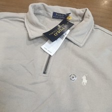 Polo Ralph Lauren Sweater Mens M Beige Quarter Zip Cotton Pullover NWT SPOT 