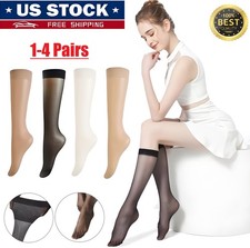 1-4 Pairs Ladies Knee High Socks Long 15 Denier Women Sheer Knee High Socks USA