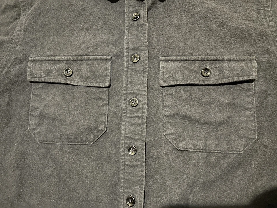 L.L. BEAN Vintage Black Chamois Cloth Made in USA Women's Work Button Shirt 14 - Image 4 of 4