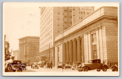 Vintage RPPC 1931 El Paso Texas Post Office Straßenszene Postkarte