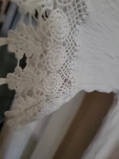 Med Naif Anthropologie Lined Lace Rayon Dress  Ivory Gauzy Embroidered Boho