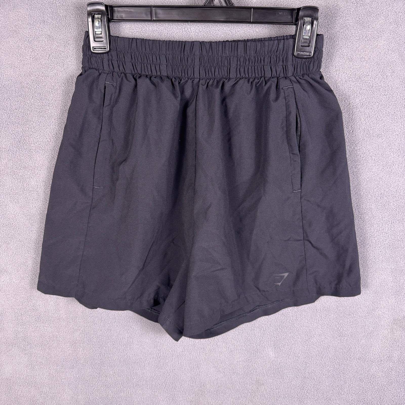 Gymshark Womens Shorts Black Performance Training Zip Pockets Athletic XS