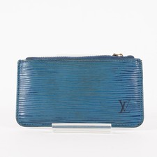 Louis Vuitton Epi De Poche Leather Pass Card Case Blue XY218