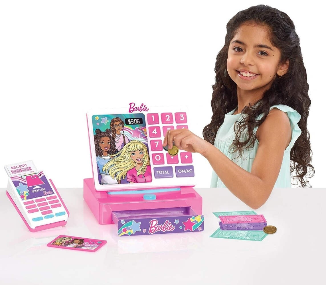 как выглядит Just Play Barbie Trendy Cash Register with Sounds, Pretend Money, and Credit Car фото