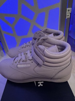 Reebok Ex-O-Fit High Top Purple Leather Sneakers Lace Up Hook & Loop Walking