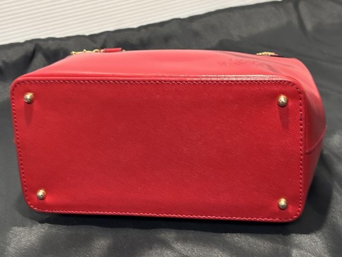 VERSACE Mini Hand Bag Tote Purse Sunburst Leather Red Authentic - Picture 8 of 24
