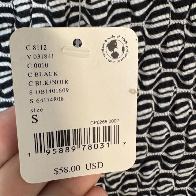 Suéter Free People Mujer Pequeño Negro Blanco Cuello Simulado Recortado Manga Larga Tejido Foto 4 de 4