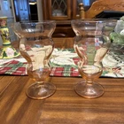 2 Vintage Federal Glass. LIDO Rose Glow Footed Tumblers 12 Oz. Pink Depression