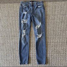 Judy Blue Jeans Womens 11/30 Skinny Fit Mid Rise Distressed Blue 28" Inseam