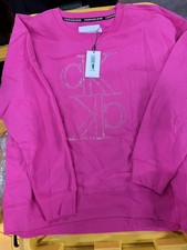 Calvin Klein Women Stud Logo Sweatshirt Hot Magenta Large New