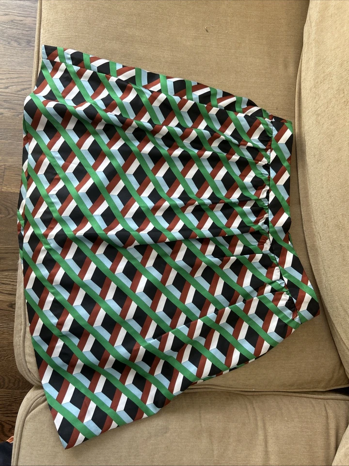 J. Falda geométrica retro de seda Crew Ratti en celosía de diamantes Simpatico nueva con etiquetas Foto 3 de 3