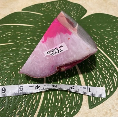 Pink Dyed Brazilian Agate Geode Crystal Quart Bookend 2LBS 7OZ 5''