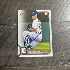 Matt Manning Signed IP Autograph 2022 Bowman #58 Rookie Card Detroit Tigers. rookie card picture
