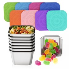 Set of 8 Stainless Steel Snack Containers for Kids and Toddler;Snackle Box Co...
