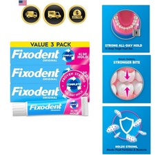 Complete  Denture Adhesive Cream, 2.4 oz, 3 Pack Packaging May Vary