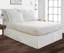 Bed Skirt King Size White 18 Inch Drop Pleated Style Cotton Blend Tailored