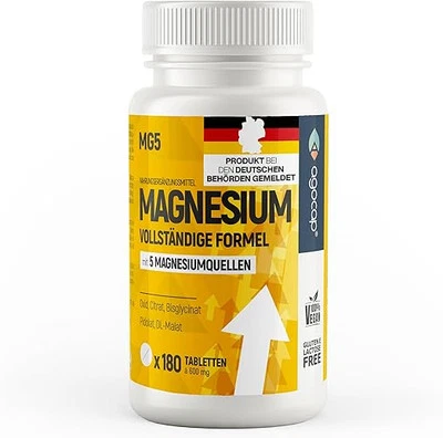 AGOCAP Magnesium Komplex 180 Tabletten – 600 mg elementares Magnesium, 5 Formen, vegan