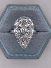 3.60 Ct Pear Cut White Moissanite Prong Engagement Ring 925 Sterling Silver