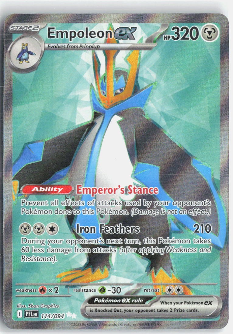 Empoleon ex Holo Ultra Rare Pokemon ME02: Phantasmal Flames 114/094 NM