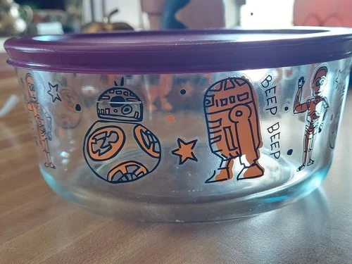 Pyrex Star Wars 7 Cup Storage Bowl Droids C3PO R2D2 Purple Special Edition