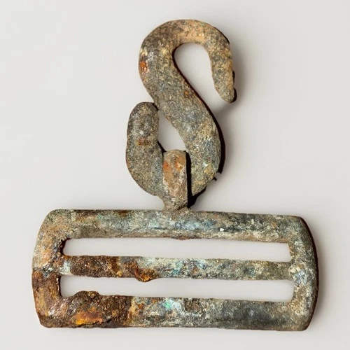 Antq Civil War-Era Brass Military Belt Buckle Hook - Union Gear Relic Found