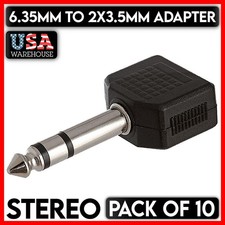 6.35mm Male to Dual 2 AUX 3.5mm Female Stereo Adapter Connector Splitter 10PCS