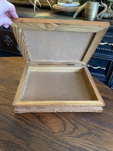 VTG Victorian Wood Glass Trinket Jewelry Dresser Vanity Box Framed Art Scene - Picture 6 of 24