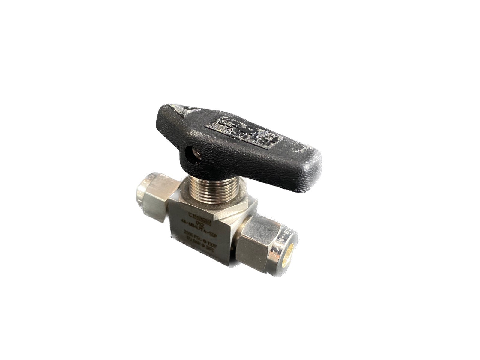 PARKER Manual Two-Way Ball Valve 1/4" 316 SS Straight 2500psig 4A-MB4LPFA-SSP
