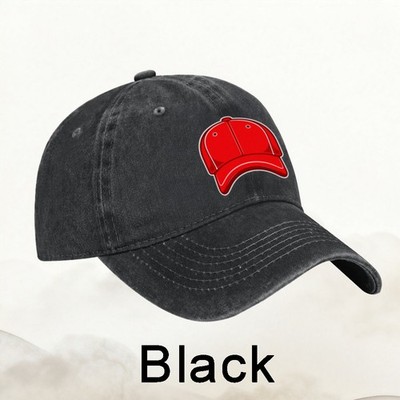 Red Minimal Baseball Cap Sporty Dad Hat Adjustable Cotton