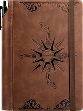 A5 Hardcover Lined Leather Notebook Journal Gift Set with Pen 288 Pages