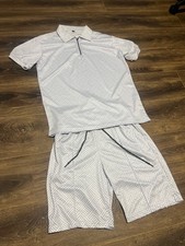 Mens White Matching set, polo top & shorts, Coord set