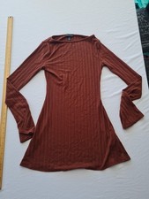 Ladies Dress PrettyLittleThing Size 10 Long Sleeve Short Brown  31075
