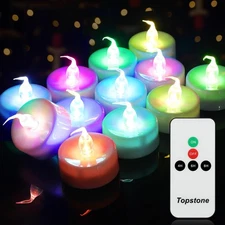 Color Changing Led Tealight Candles with Remote Control and TimerBattery Oper...