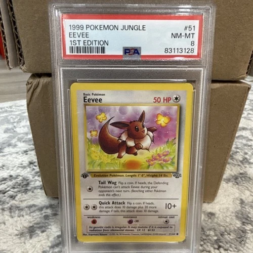 Pokémon 1999 Jungle Eevee 1st Edition PSA 8 #51/64 Regular English TCG