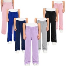Unisex Kids Pants Workout Trousers Wide Leg Sweatpants Elastic Waistband Soft