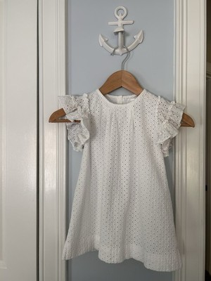 Cecil and Lou girls 3T white eyelet flutter sleeve cotton dress