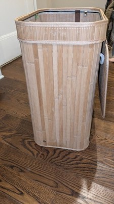 Up to 2 Kritkin Bamboo 21 Gallon 4 Pc Slim Foldable Rectangular Trash Can w/Lids