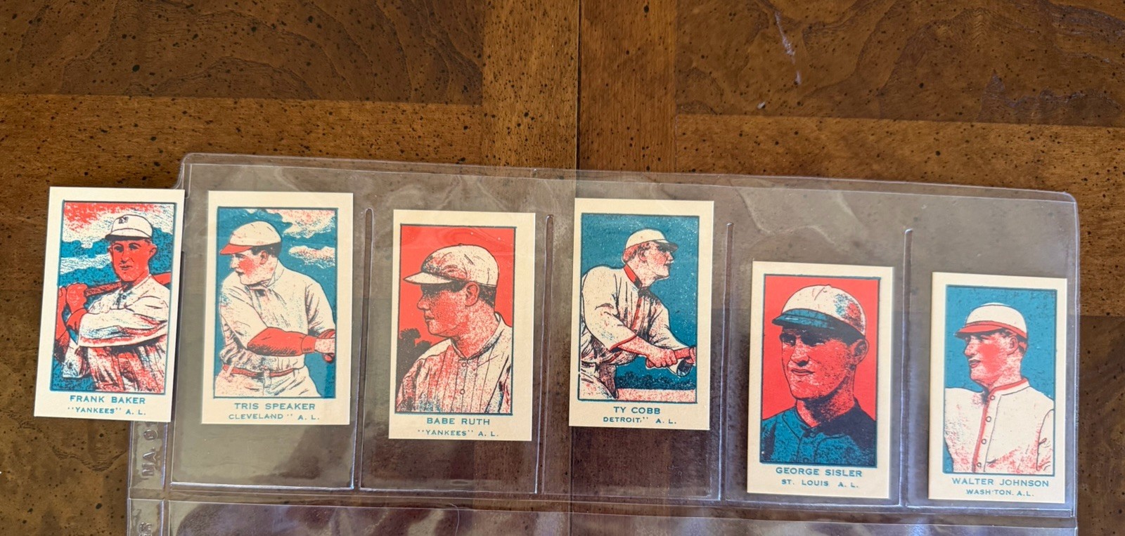 1980's Reprint 1921 Strip Card W551 REPRINT Ruth, Cobb, Speaker, Baker +3 More