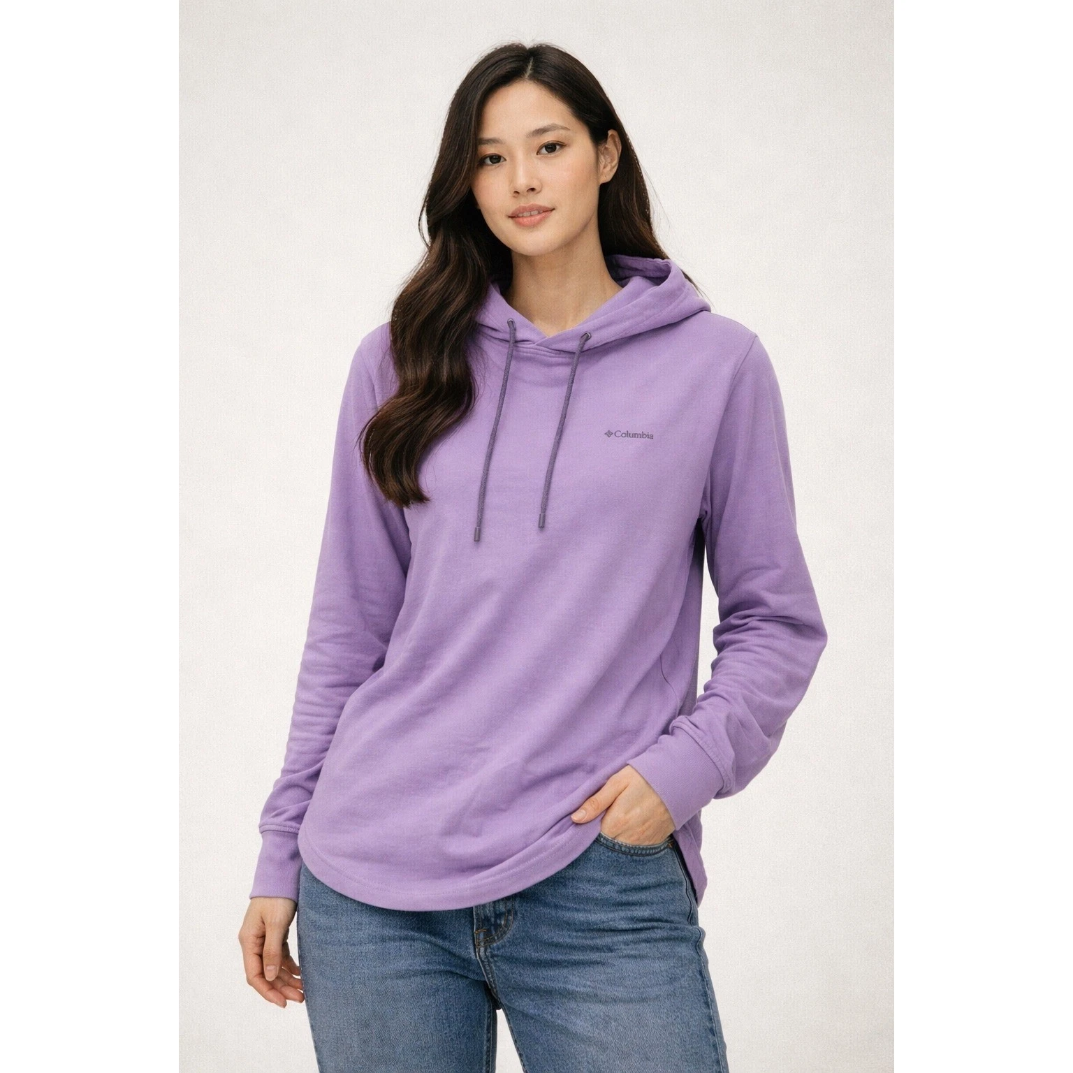 Columbia Womens Lavender Purple Lightweight Cotton Hoodie Size Large