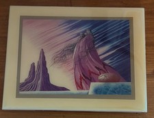 Azulejo de cristal vintage 6x8 pieza de arte firmada por Bill Rabbit Cherokee
